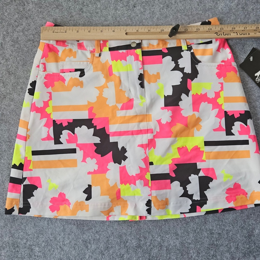 Slazenger Impulse Floral Printed Golf Skort Neon Abstract White Pink Size 4 NEW - Picture 3 of 7